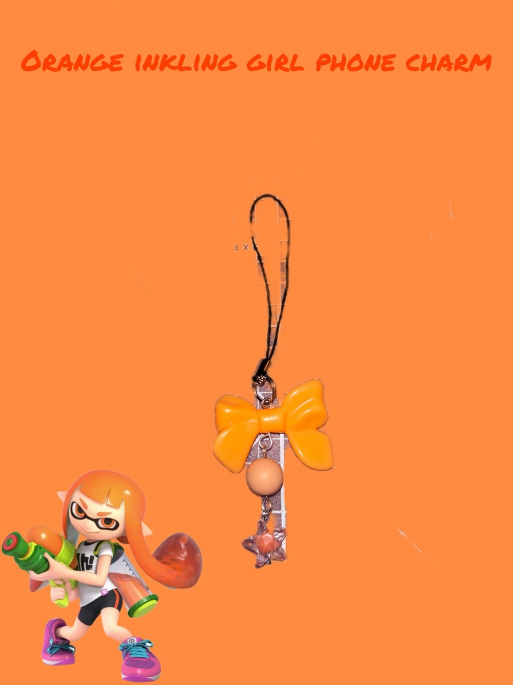 Handmade Orange Inkling Girl Phone Charm